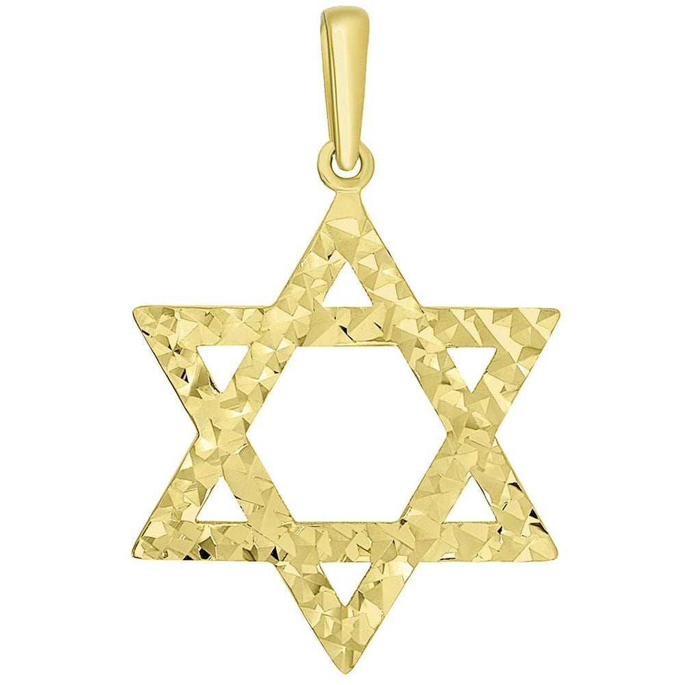 Religious by Jewelry America Solid 14k Yellow Gold Textured Hebrew Star of David Pendant
