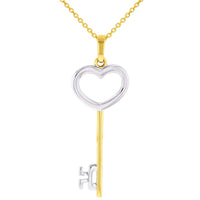Load image into Gallery viewer, Gold Open Key to My Heart Love Pendant Necklace
