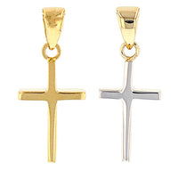 Load image into Gallery viewer, 14k Gold Reversible Dainty Slender Cross Pendant
