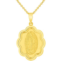 Load image into Gallery viewer, 14k Yellow Gold Elegant Miraculous Medal of Our Lady of Guadalupe Pendant Necklace
