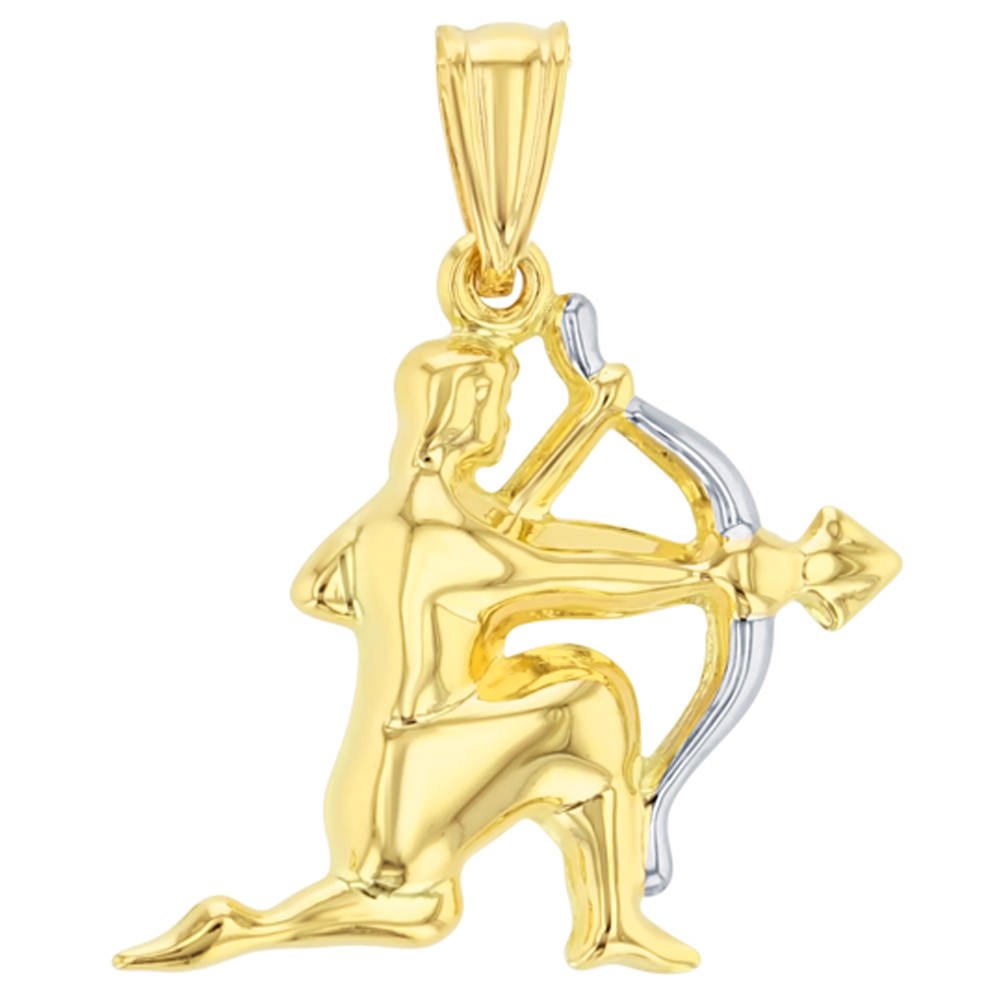 High Polish 14K Gold Sagittarius Zodiac Sign Charm Pendant - Yellow Gold