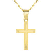Load image into Gallery viewer, Solid 14k Yellow Gold Religious Latin Cross Pendant Necklace
