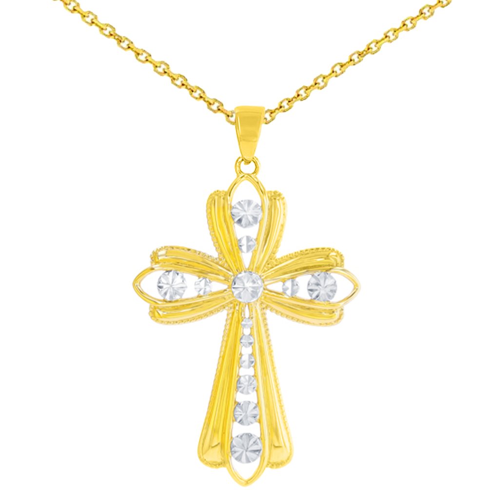 14K Yellow Gold Edged Cross Pendant