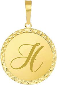 Load image into Gallery viewer, Solid 14k Yellow Gold Mini Uppercase Initial Block Letter H Charm Pendant
