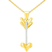 Load image into Gallery viewer, Gold Reversible CZ Love Arrow Pendant Necklace
