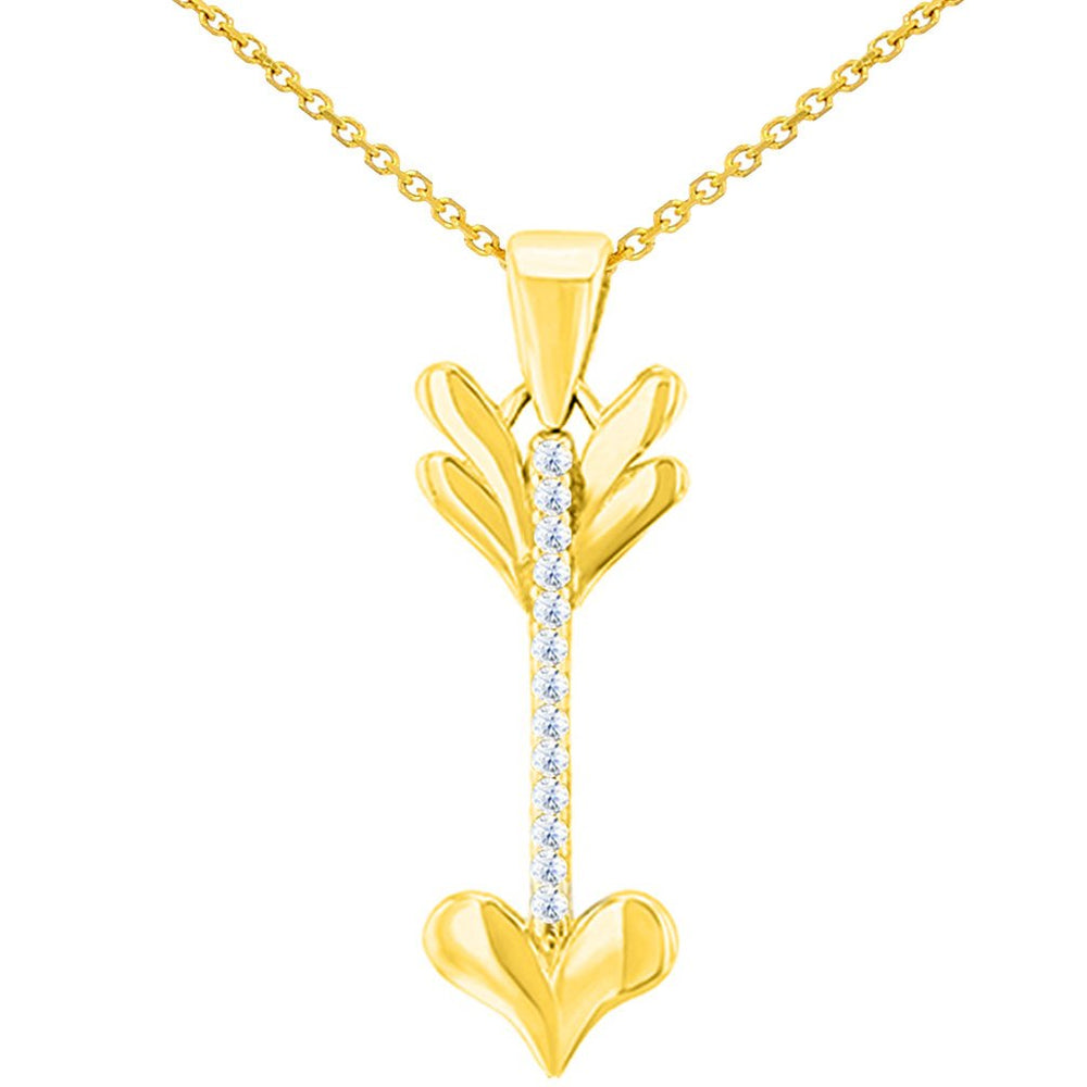 Gold Reversible CZ Love Arrow Pendant Necklace