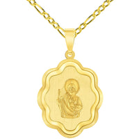 Load image into Gallery viewer, 14k Yellow Gold Elegant Miraculous Medal of Saint Jude Thaddeus the Apostle Pendant with Figaro Chain Necklace
