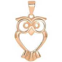 Load image into Gallery viewer, Solid 14k Rose Gold Open Big Eyes Owl Animal Pendant Necklace

