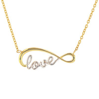 Load image into Gallery viewer, Jewelry America Solid 14K Yellow Gold Two Tone Love Scripted Infinity Symbol Necklace
