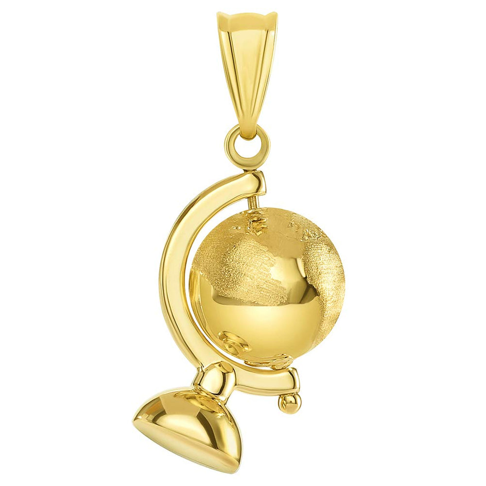 14k Yellow Gold Spinning Globe Pendant