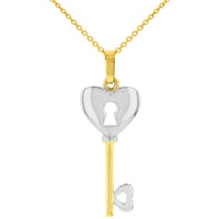 Load image into Gallery viewer, 14K Yellow Gold Key to My Heart Love Pendant
