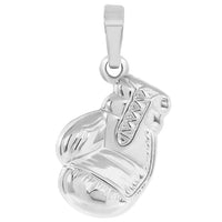 Load image into Gallery viewer, Jewelry America High Polish 14k Gold Necklace with 3D Single Boxing Glove Charm Sports Pendant - White Gold
