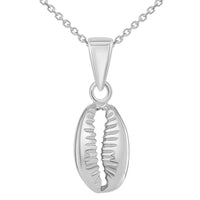 Load image into Gallery viewer, 14k White Gold Small 3D Seashell Charm Cowrie Shell Pendant Necklace
