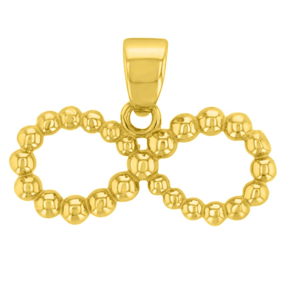 14K Gold Beaded Style Infinity Pendant - Yellow Gold
