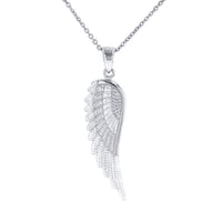 Load image into Gallery viewer, White Gold Textured Angel Wing Pendant Necklace
