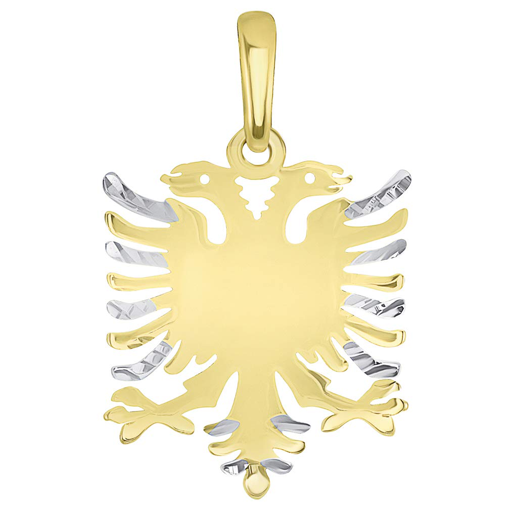 Solid 14k Yellow Gold Double-Headed Eagle National Symbol of Albania Pendant