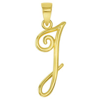 Load image into Gallery viewer, 14k Yellow Gold Elegant Script Letter I Cursive Initial Pendant with Concave Cuban Link Curb Chain Necklace
