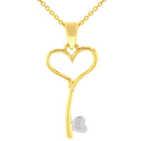 Load image into Gallery viewer, Solid 14K Yellow Gold Open Heart Love Curved Key Pendant Necklace
