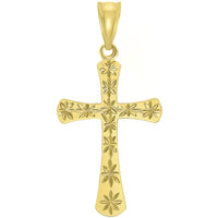 Load image into Gallery viewer, 14K Yellow Gold Textured Star Cut Cross Pendant
