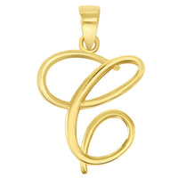 Load image into Gallery viewer, 14k Yellow Gold Elegant Script Letter C Cursive Initial Charm with Safety Pin Brooch
