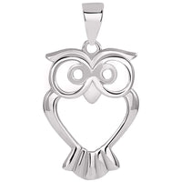 Load image into Gallery viewer, Solid 14k White Gold Open Big Eyes Owl Animal Pendant Necklace
