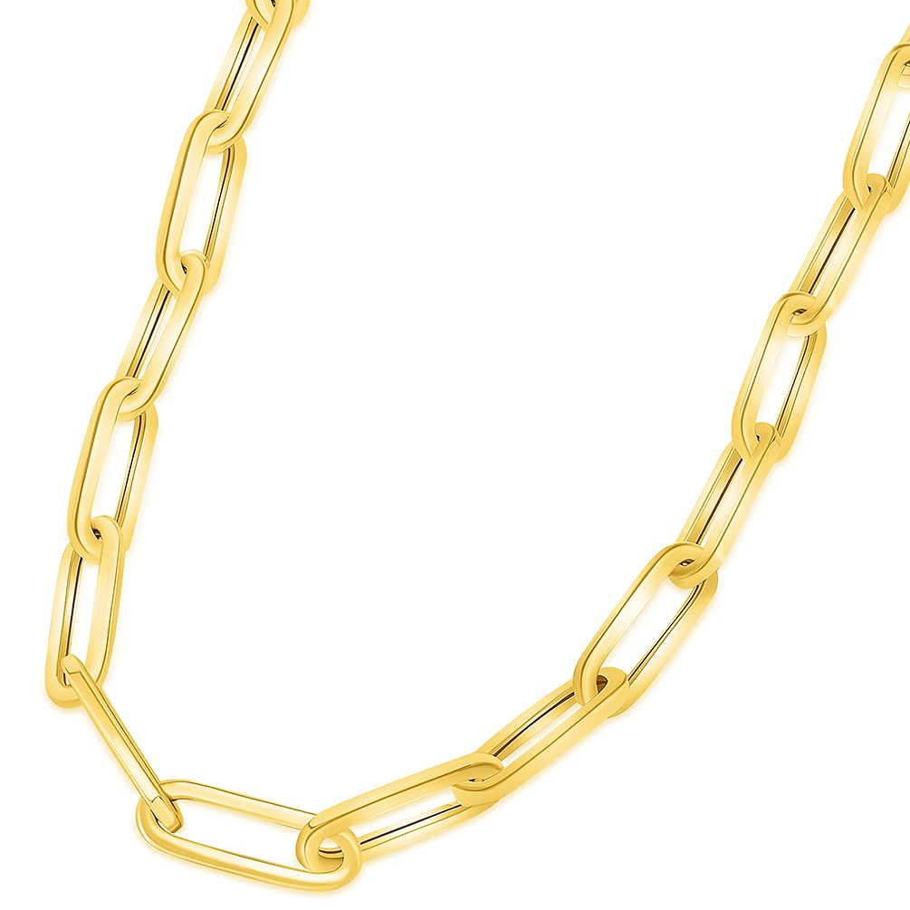 14k Yellow Gold 5mm Paperclip Chain Bracelet with Lobster Clasp