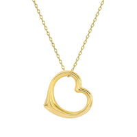 Load image into Gallery viewer, 14k Yellow Gold 3D Open Puffed Heart Necklace with Lobster Claw Clasp
