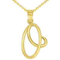 Load image into Gallery viewer, 14k Yellow Gold Elegant Script Letter O Cursive Initial Pendant Necklace
