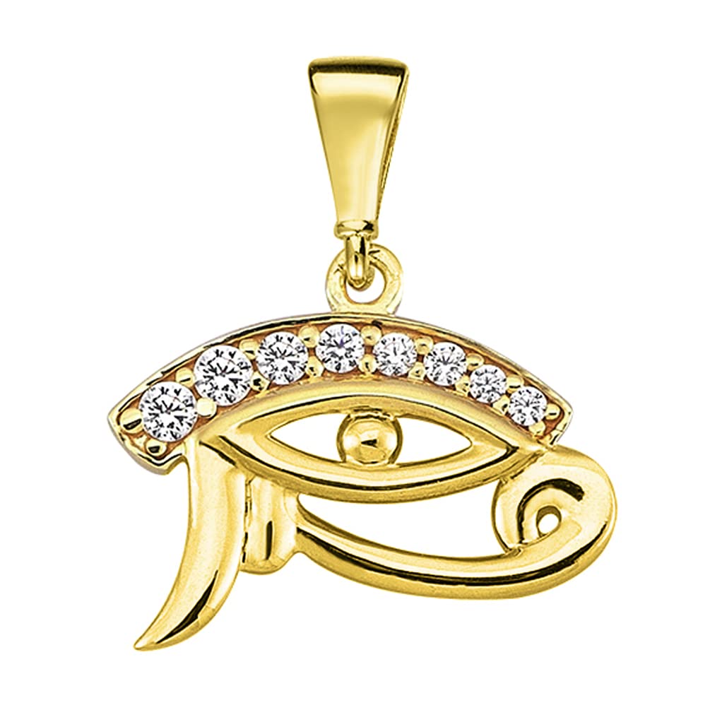 14k Yellow Gold Cubic-Zirconia Mini Left Eye of Horus Pendant