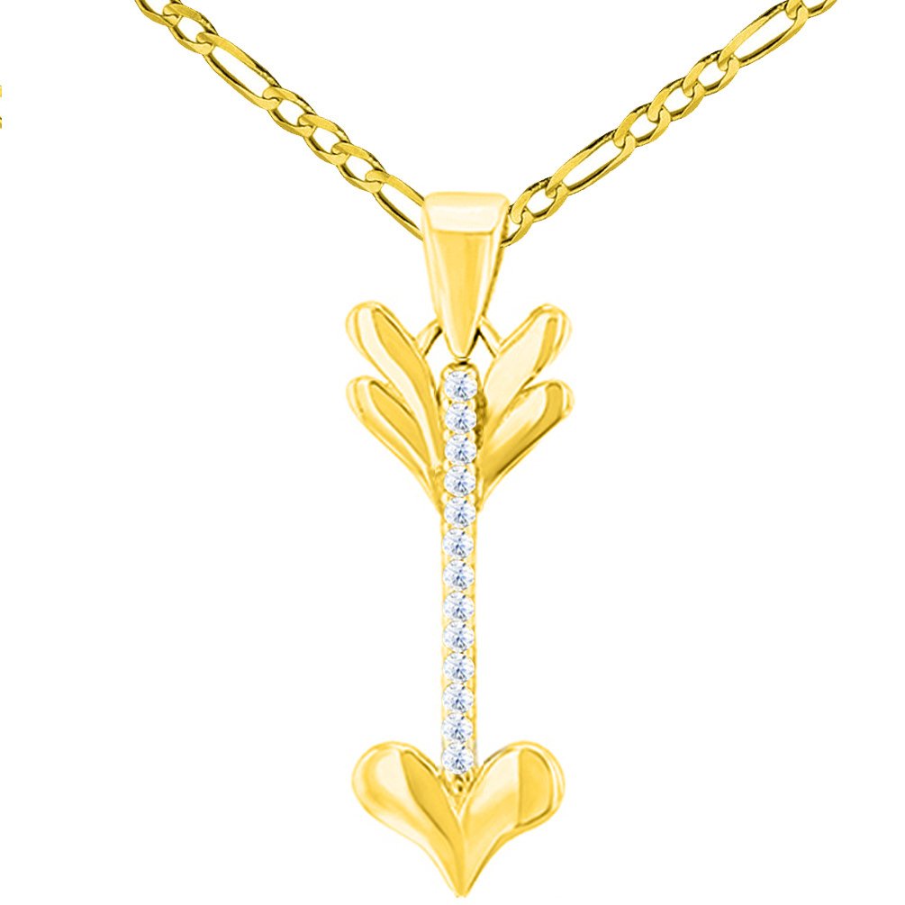 14K Yellow Gold Reversible Love Arrow Pendant Necklace