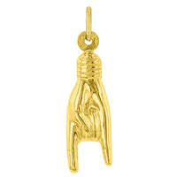 Load image into Gallery viewer, 14K Yellow Gold Hand Charm Mano Cornuto Good Luck Sign Pendant Necklace
