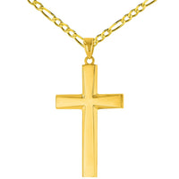 Load image into Gallery viewer, 14K Yellow Gold Plain and Simple Religious Cross Pendant Necklace
