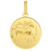 Load image into Gallery viewer, Solid 14k Yellow Gold Greek Arethusa Charm Calabria Taranto Pendant with Figaro Chain Necklace
