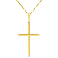 Load image into Gallery viewer, 14K Two-Tone Gold Plain Slender Cross Pendant
