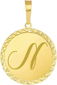 Load image into Gallery viewer, Solid 14k Yellow Gold Mini Uppercase Initial Block Letter N Charm Pendant
