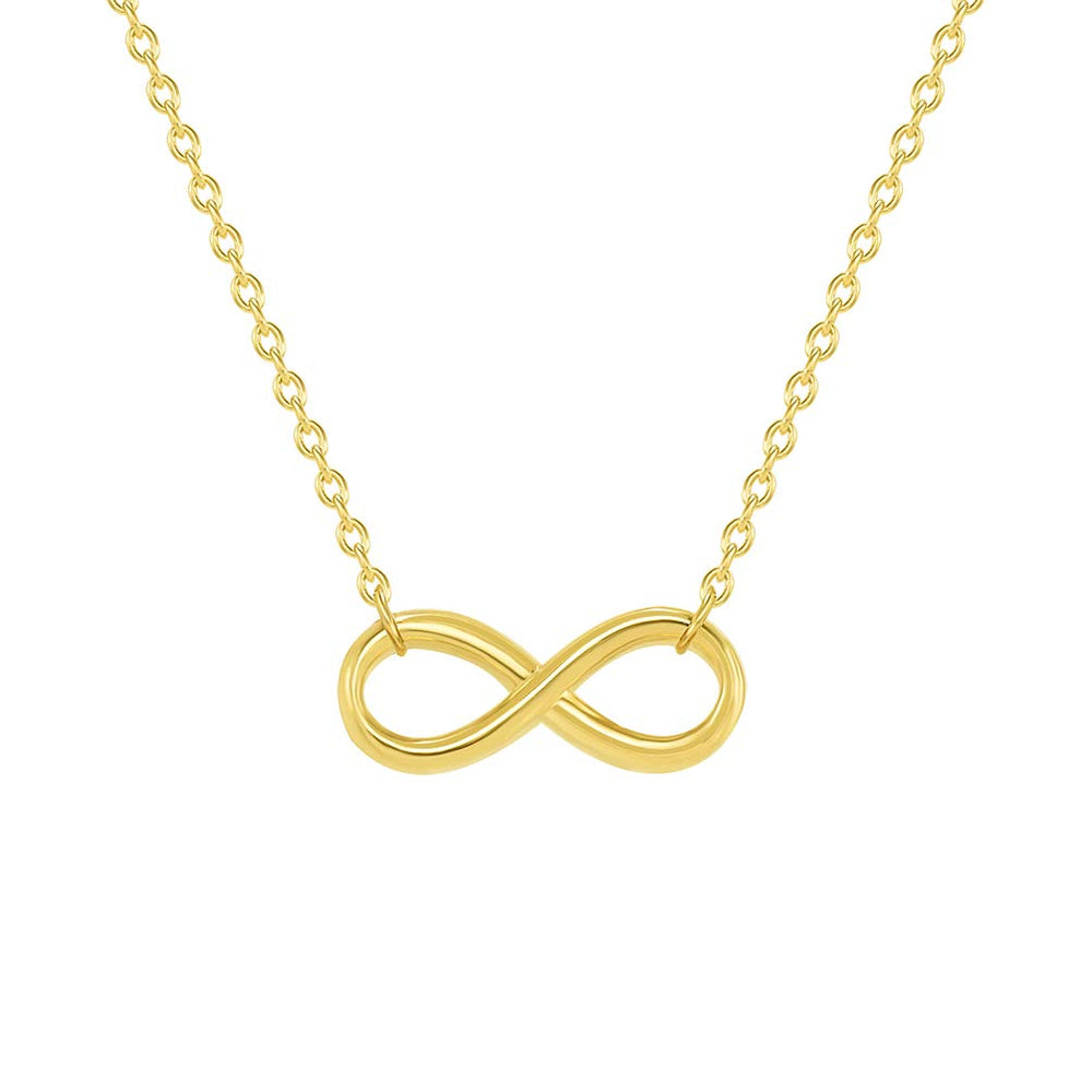 14k Solid Yellow Gold 3D Forever Infinity Necklace with Lobster Claw Clasp