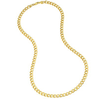 Load image into Gallery viewer, Hollow 14k Yellow Gold 3.5mm Cuban Link Curb Chain Necklace with Lobster Claw Clasp
