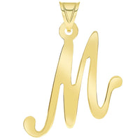 Load image into Gallery viewer, Solid 14k Yellow Gold Script Uppercase Initial Cursive Letter Pendant

