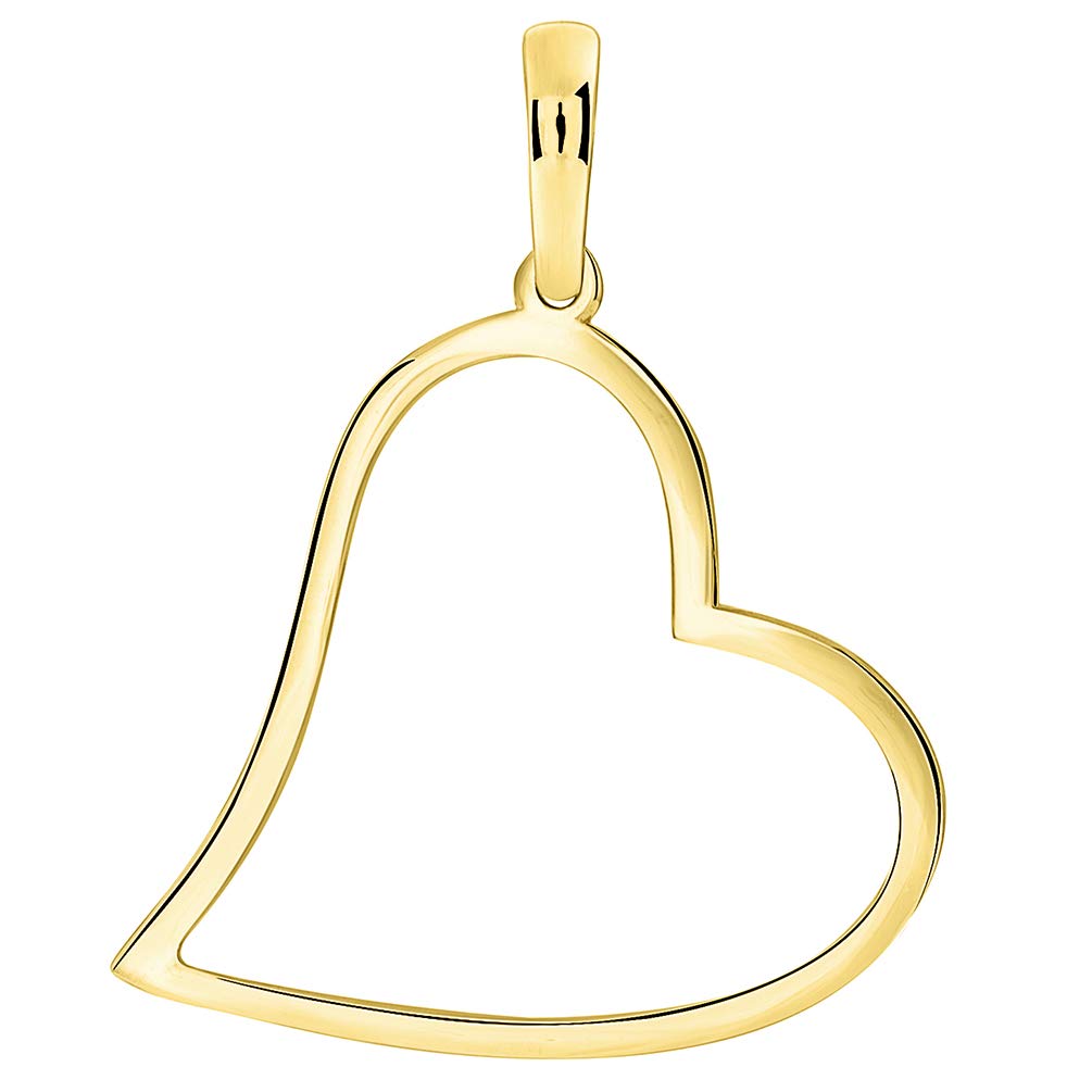 Love by Jewelry America Solid 14k Yellow Gold Simple Dainty Open Heart Pendant
