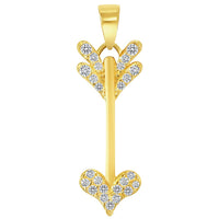 Load image into Gallery viewer, 14k Yellow Gold Cubic-Zirconia Reversible Vertical Cupid&#39;s Love Arrow Pendant Necklace
