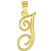 Load image into Gallery viewer, 14k Yellow Gold Elegant Script Letter J Cursive Initial Charm with Safety Pin Brooch
