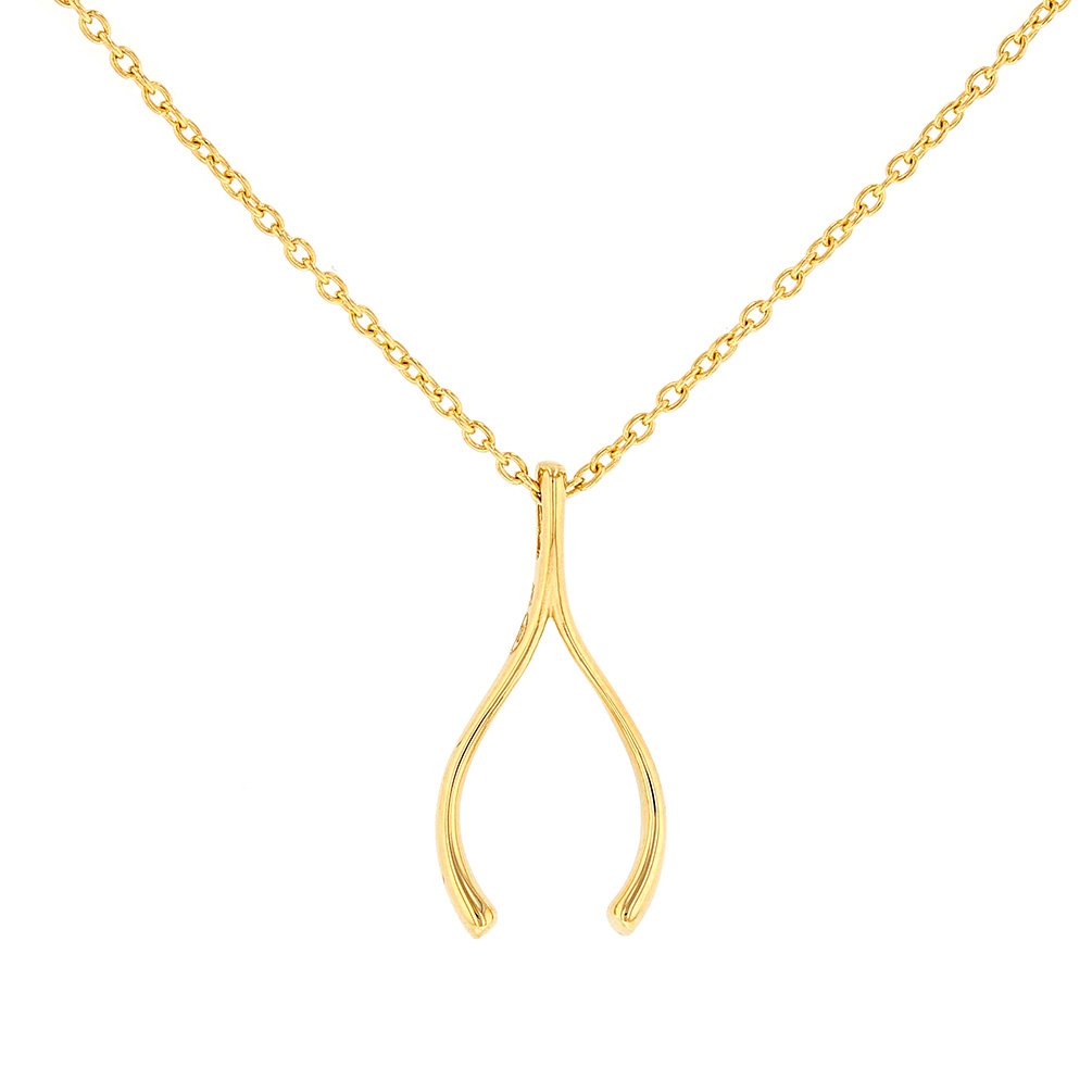 14K Yellow Gold Wishbone Protection Necklace