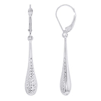 Load image into Gallery viewer, 14k White Gold Textured Teardrop Dangle Drop Earrings
