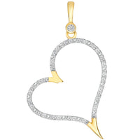Load image into Gallery viewer, 14k Yellow Gold Elegant Cubic Zirconia Open Heart Pendant Necklace with Figaro Chain

