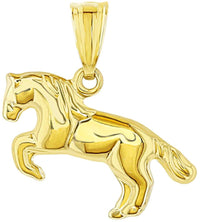 Load image into Gallery viewer, 14k Yellow Gold Running Horse Charm Animal Pendant
