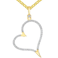 Load image into Gallery viewer, 14k Yellow Gold Elegant Cubic Zirconia Open Heart Pendant Necklace with Curb Chain
