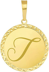 Load image into Gallery viewer, Solid 14k Yellow Gold Mini Uppercase Initial Block Letter T Charm Pendant
