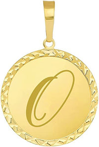 Load image into Gallery viewer, Solid 14k Yellow Gold Mini Uppercase Initial Block Letter O Charm Pendant
