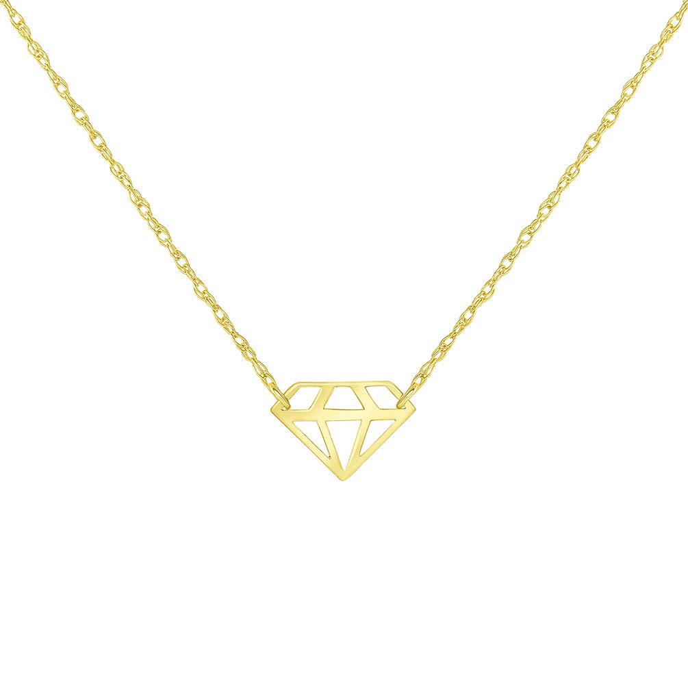 Mini Open Diamond-Shaped Pendant Necklace with Spring Ring Clasp