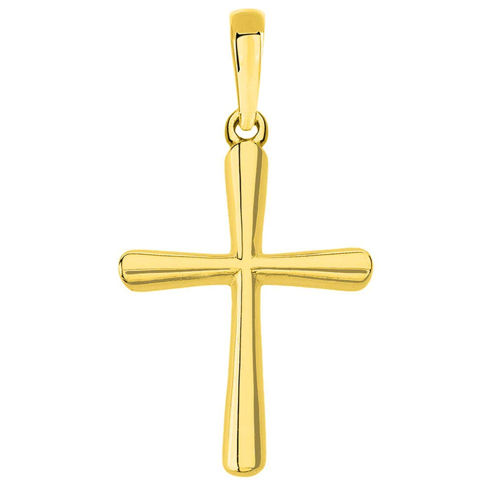 14k Yellow Gold Slender Small Cross Charm Pendant